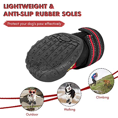 Hengu Botas Protectoras de la Pata del Perro, Zapatos Antideslizantes para Mascotas con Diseño de Hebilla Nylon para Escalada, Largas Caminatas, Caminata de Invierno