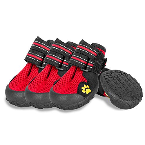 Hengu Botas Protectoras de la Pata del Perro, Zapatos Antideslizantes para Mascotas con Diseño de Hebilla Nylon para Escalada, Largas Caminatas, Caminata de Invierno