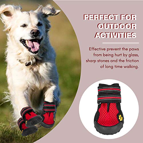 Hengu Botas Protectoras de la Pata del Perro, Zapatos Antideslizantes para Mascotas con Diseño de Hebilla Nylon para Escalada, Largas Caminatas, Caminata de Invierno