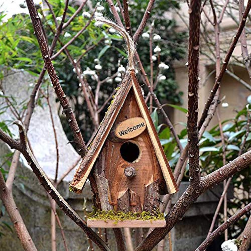 Heqianqian Nido de Pájaro Cabina Creativa Aguja de Madera Birdhouse Patio Jardín Cottages Casa del pájaro por pequeño pájaro Birdhouse por el Exterior al Aire Libre Decoracion Jardin