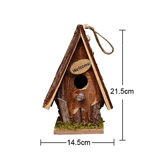 Heqianqian Nido de Pájaro Cabina Creativa Aguja de Madera Birdhouse Patio Jardín Cottages Casa del pájaro por pequeño pájaro Birdhouse por el Exterior al Aire Libre Decoracion Jardin