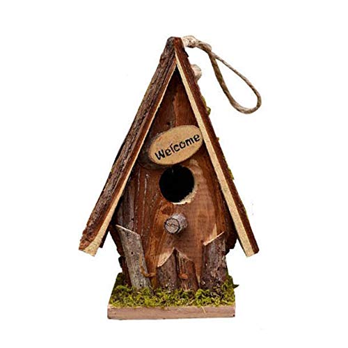 Heqianqian Nido de Pájaro Cabina Creativa Aguja de Madera Birdhouse Patio Jardín Cottages Casa del pájaro por pequeño pájaro Birdhouse por el Exterior al Aire Libre Decoracion Jardin