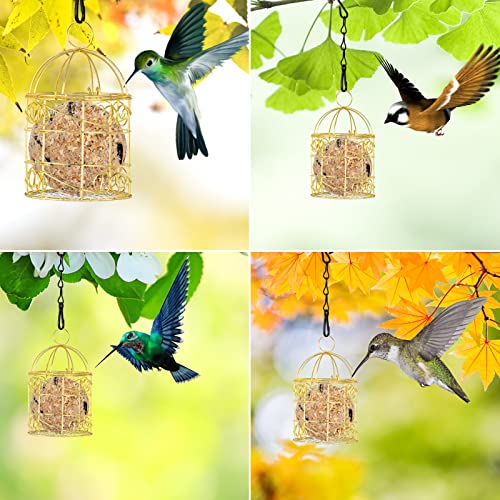 Herefun Comedero para Pájaros Colgante, 2 piezas Comedero para Pájaros al Aire Libre, Comedero para Pájaros de Metal, Comedero para Pájaros Pequeños, Comedero para Pájaros para Balcón Jardín (12x12cm)