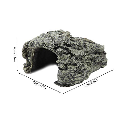 Hffheer Cueva de Piedra Refugio casa de Tortuga Oculta Reptil Tortuga Rana Adorno de zoológico para Acuario Reptil Tanque decoración Suministros