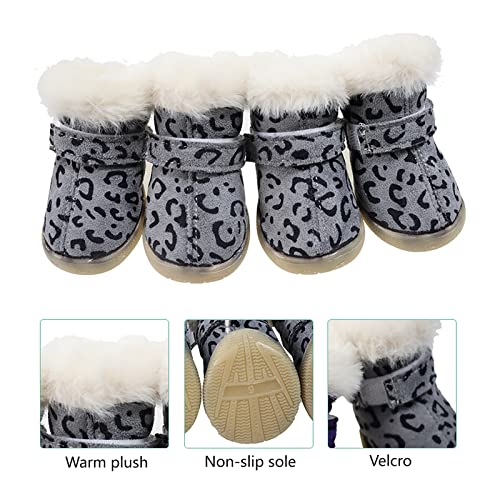 HGML Botas De Perro, Botas De Perros De Invierno, Zapatos De Perros De Peluche, Protector De Pata, Correas Ajustables, Botines Perro Antideslizantes Duraderos, Cachorro P Red-M