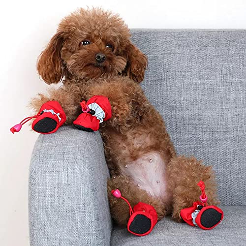 HGML Botas De Perro, Zapatos De Perro Protector De Pata, Botines para Perros con Suela Reflectante Y Antideslizante, Botas Al Aire Libre De Mascotas Ajustables Orange-XXL