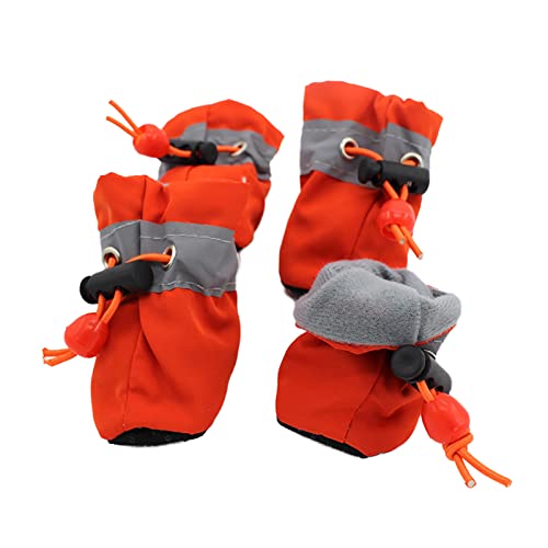 HGML Botas De Perro, Zapatos De Perro Protector De Pata, Botines para Perros con Suela Reflectante Y Antideslizante, Botas Al Aire Libre De Mascotas Ajustables Orange-XXL