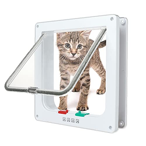 HGML Puerta para Gatos, Puerta para Gatos con Cierre De 4 Vías, Puerta para Mascotas Resistente a La Intemperie, Puerta Gatos Fácil Instalación, Adecuada Armarios, Ventan L:25 * 23.5 * 5.3cm