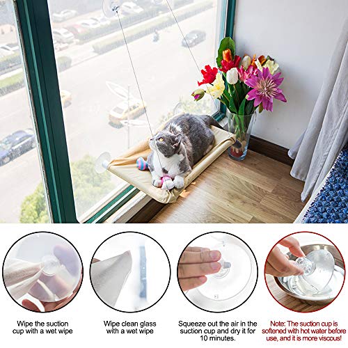 HINATAA Asiento de descanso para gatos, hamaca para ventana de perca, cama para gatos con ventosas más fuertes, hamaca para ventana de gato que ahorra espacio, soporta hasta 18 kg