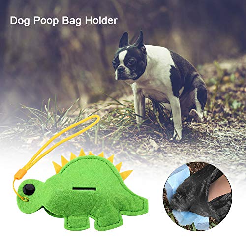 Hinzonek Bolso para Caca de Perro de 2 Rollos con Soporte para Bolsa Dispensador Portátil de Bolsa para Desechos de Mascotas con Forma de Dibujos Animados