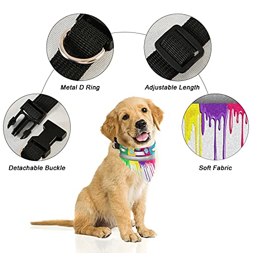 Hippie Van Car Goteo de pintura arco iris en el cuello de martingala ajustable, baberos de saliva para mascotas collares regulares para gatos, bufandas con hebilla, pañuelo triangular