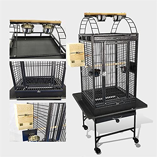 hkwshop Jaula para Mascota Loro Grande Macaw Canary Finch de cría de pájaros de Metal Color de la vena Negra Jaula para Pájaros