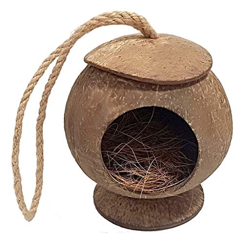 Hkwshop Jaula para pájaros Concha de Coco Jaula de pájaros Decoración de jardín Natural al Aire Libre Creativa Decoración de casa pequeña y cálida Jaula pájaros (Color : C)