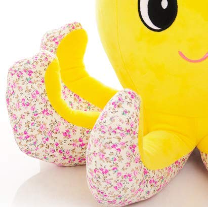 HLJZK Juguete de Peluche de Pulpo pequeño Amarillo Muñeca Linda Linda Sofá Almohada Muñeca Muñeca Regalo de cumpleaños para niños para Novia (Alto 37Cm * Diámetro 60Cm)