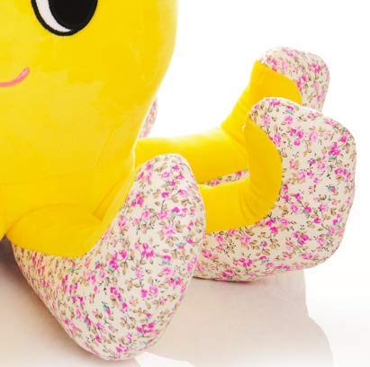 HLJZK Juguete de Peluche de Pulpo pequeño Amarillo Muñeca Linda Linda Sofá Almohada Muñeca Muñeca Regalo de cumpleaños para niños para Novia (Alto 37Cm * Diámetro 60Cm)