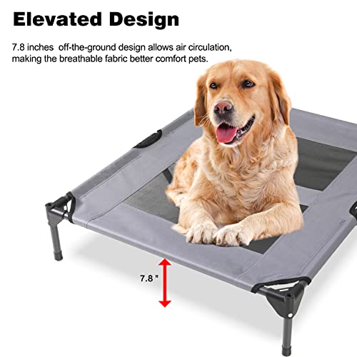 HLong Cama para perro de malla elevada de 91,44 cm para interior y exterior, con toldo extraíble, plataforma de descanso para acampar (gris)