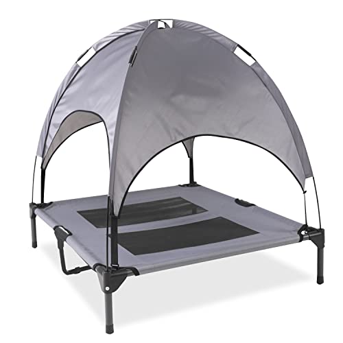 HLong Cama para perro de malla elevada de 91,44 cm para interior y exterior, con toldo extraíble, plataforma de descanso para acampar (gris)