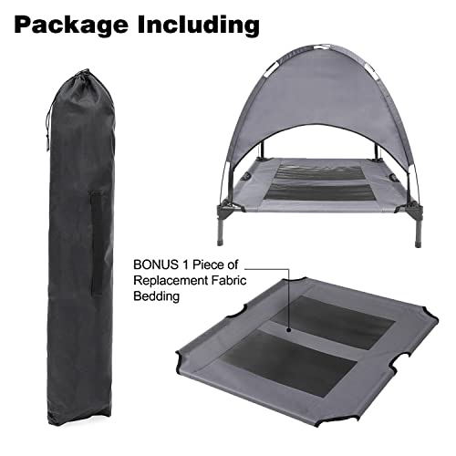 HLong Cama para perro de malla elevada de 91,44 cm para interior y exterior, con toldo extraíble, plataforma de descanso para acampar (gris)