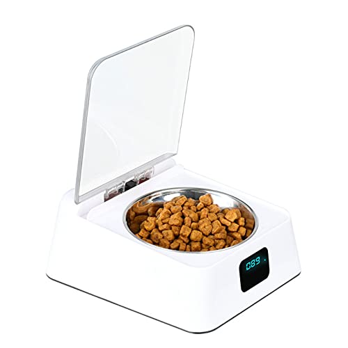 Hmpet Alimentador Automático de Mascotas,Alimentador Inteligente para Perros con Sensor Infrarrojo, Dispensador de Comida para Mascotas de 350 Ml con Pantalla LCD, para Gatos, Perros, Conejos