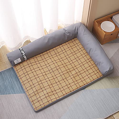 Hmpet Cama Perro Pequeño,Alfombrilla de Refrigeración para Gato con Suave Cojín Desmontable,Lavable Impermeable para Perros Medianos para Verano Animales Manta De Dormir Fresco Cojín,Gris,L