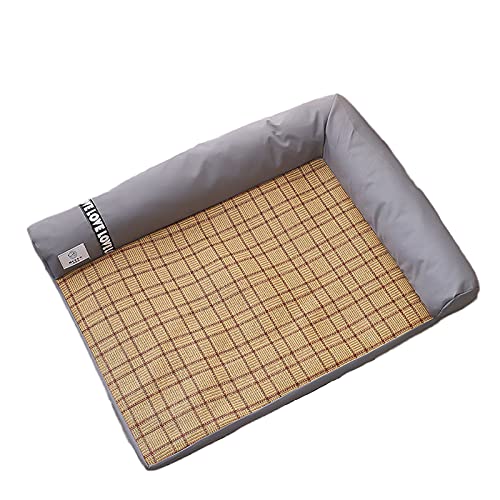 Hmpet Cama Perro Pequeño,Alfombrilla de Refrigeración para Gato con Suave Cojín Desmontable,Lavable Impermeable para Perros Medianos para Verano Animales Manta De Dormir Fresco Cojín,Gris,L