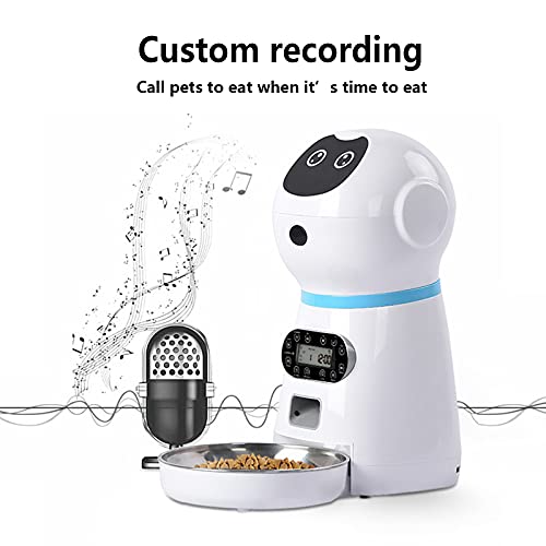 Hmpet Comedero Automático Gatos,Robot Perros Dispensador de Comida,para Perros y Gatos Temporizador y Función De Grabación de Sonido,3.5L