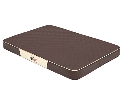 Hobbydog Cama para Perros LMPRBKZ6, sofá para Perros, Cesta para Perros, Tela codura con Piel sintética, L, 100 x 67 x 8 cm, Color marrón