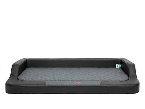 Hobbydog Cama para Perros XL Melczg1 XL 94 x 62 (R2) Medico Lux (Piel sintética), Color Negro y Gris con colchoneta viscoelástica Ortopédica, XL, Negro - Gris