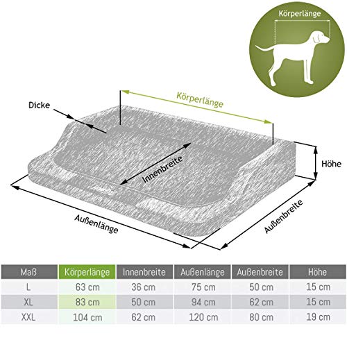 Hobbydog L MELCZG1 Medico Lux - Cama para Perros (Piel sintética) con colchoneta viscoelástica Ortopédica, L, Color Negro y Gris