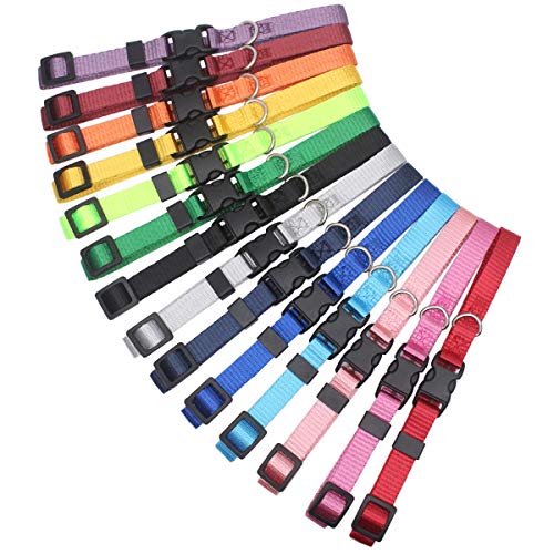 HOLLIHI - Juego de 14 collares de identificación para cachorros de nailon suave para cachorros con cartas de registro y cuello de 17,8 cm - 26 cm