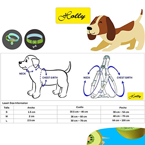 Holly Mascotas | Arnés clásico Premium para Perros Pequeños Medianos y Grandes Ajustable, Elegante, arnés de Perro con Poliéster Ecológico Azul (Blue Kiwi S)