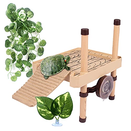 Holzsammlung Plataforma Flotante de Tortuga, Plataforma de Secado Flotante de Reptiles, Turtle Basking Platform Tanque de Acuario Adorno Flotador Decoración Bask Terraza para Mascotas Pequeñas, M