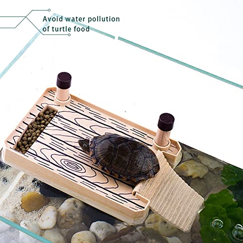 Holzsammlung Plataforma Flotante de Tortuga, Plataforma de Secado Flotante de Reptiles, Turtle Basking Platform Tanque de Acuario Adorno Flotador Decoración Bask Terraza para Mascotas Pequeñas, M