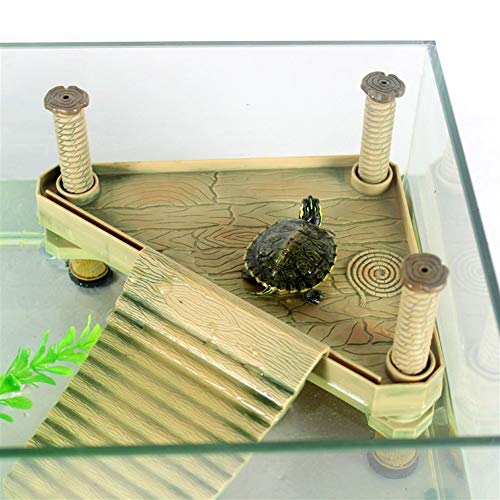 Homeilteds Turtle Island Escalada Basking Plataforma Tortuga de la Rana Isla Flotante Reptil acuático Animal doméstico suministra la Tortuga del Tanque del Ornamento del Acuario Durable