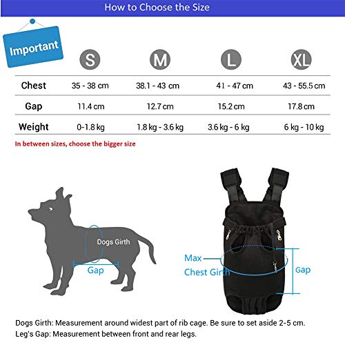 Homieco Mochila para Perro, Bolso para Perros, Adjustable Bolsa Delantera Pet Front Cat Dog Carrier Backpack, Mochila del Mascotas de Transporte para Viajar/Senderismo/Camping - Negro