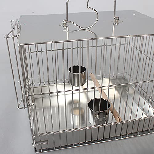 Hong Yi Fei-Shop Jaulas para pájaros Jaula de Loro de Acero Inoxidable Starling Thrish Take A Bath out Cage Bird Cage out Box out Jaula Pajarera (Size : Small)