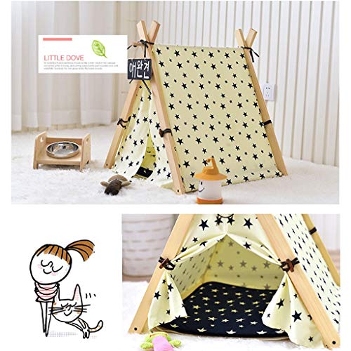 hooks Camas para Perros pequeños Cama de Mascotas Tienda Casa de Perro de Madera Cama de Mascotas Gato de la Cama Yurt Lavable Perrera Cat Litter Small (Size : 80x80x90cm)