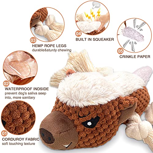 HORYDIA Juguetes para Perros de Peluche Juguete Perro Interactivos con Squeaky Juguetes Perro Resistentes con Algodón Relleno y Papel Arrugado para Perros Pequeños y Medianos- Tejón de Miel.