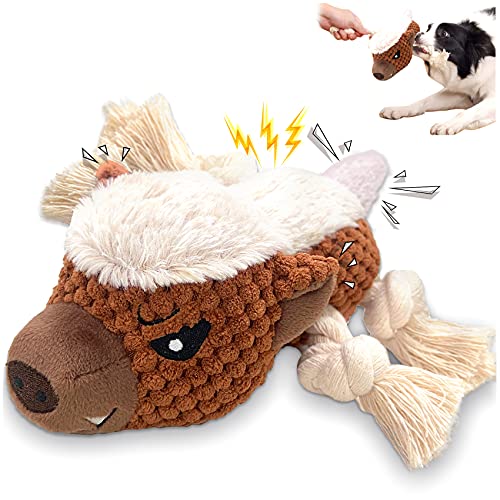 HORYDIA Juguetes para Perros de Peluche Juguete Perro Interactivos con Squeaky Juguetes Perro Resistentes con Algodón Relleno y Papel Arrugado para Perros Pequeños y Medianos- Tejón de Miel.