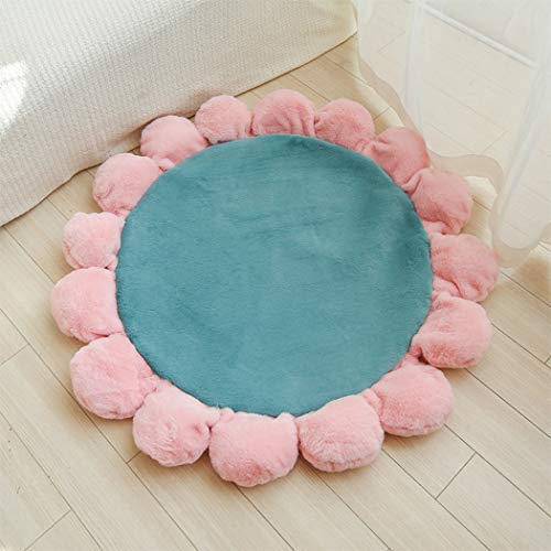 H.S.G.K Colchón de perro de felpa para mascotas con cama redonda para perro, invierno, cálido, gato, flores, juguetes, cojines para decoración del suelo, sofá, decoración del hogar, verde