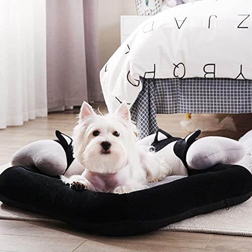 HSWYJJPFB Cama para Mascotas Sofá Cama para Mascotas Cómoda Forma de Almohada de Hueso Casa Nido para Mascotas Cama para Dormir Lavable Desmontable 1102(Color:Gray;Size:Small)