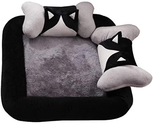 HSWYJJPFB Cama para Mascotas Sofá Cama para Mascotas Cómoda Forma de Almohada de Hueso Casa Nido para Mascotas Cama para Dormir Lavable Desmontable 1102(Color:Gray;Size:Small)