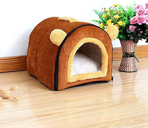 HSWYJJPFB Cama para Mascotas Sofá Nido Suave Antideslizante Perro Gato Cama Plegable Acogedor Saco de Dormir cálido Four Seasons Universal 1102(Color:Brown;Size:Small)