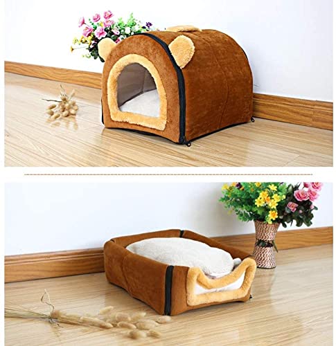 HSWYJJPFB Cama para Mascotas Sofá Nido Suave Antideslizante Perro Gato Cama Plegable Acogedor Saco de Dormir cálido Four Seasons Universal 1102(Color:Brown;Size:Small)