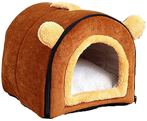 HSWYJJPFB Cama para Mascotas Sofá Nido Suave Antideslizante Perro Gato Cama Plegable Acogedor Saco de Dormir cálido Four Seasons Universal 1102(Color:Brown;Size:Small)