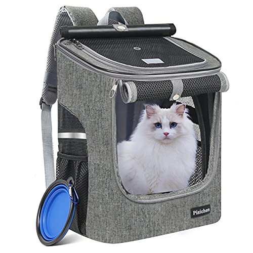 HTNZIRL Mochila para perros y gatos para gatos y perros, plegable, hasta 10 kg, senderismo, con correa de seguridad interior, cuenco para animales