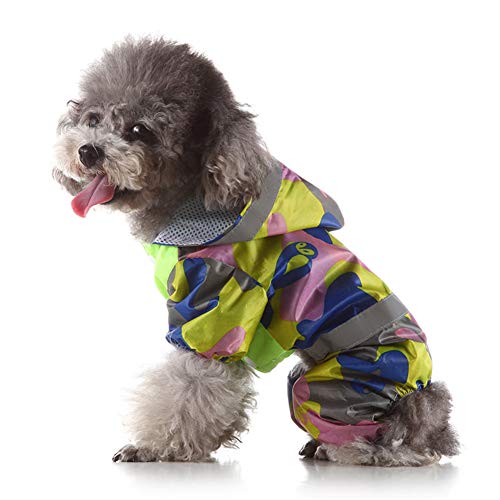 huahuajia Chubasquero para Perro Ligero Y con Capucha Ropa De Mascota Impermeable para Actividades Al Aire Libre para Perros PequeñOs Medianos Camouflage Green,Small