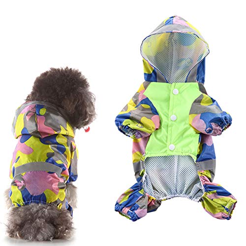 huahuajia Chubasquero para Perro Ligero Y con Capucha Ropa De Mascota Impermeable para Actividades Al Aire Libre para Perros PequeñOs Medianos Camouflage Green,Small