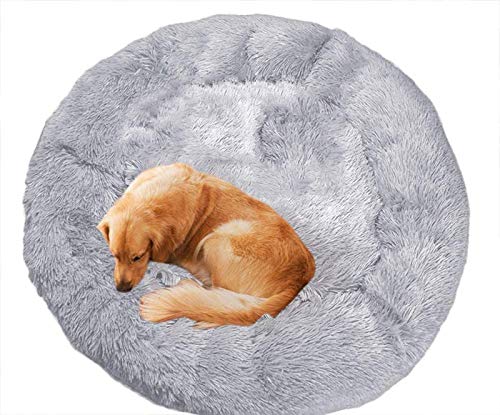 huajuan Cama Ortopédica para Perros, Cesta Lavable para Perros De Felpa con Forma De Donut, Cómodo Sofá Cama para Mascotas para Perros Grandes Golden Retriever, Pastor Alemán,D-100CM