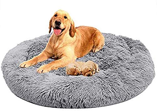 huajuan Cama Ortopédica para Perros, Cesta Lavable para Perros De Felpa con Forma De Donut, Cómodo Sofá Cama para Mascotas para Perros Grandes Golden Retriever, Pastor Alemán,D-100CM